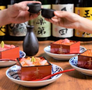 肉天ぷら、寿司、刺身などの和食とともに厳選地酒が楽しめる「酒と肉天ぷら 勝天-KYOTO GATTEN- 先斗町本店」のイメージ画像